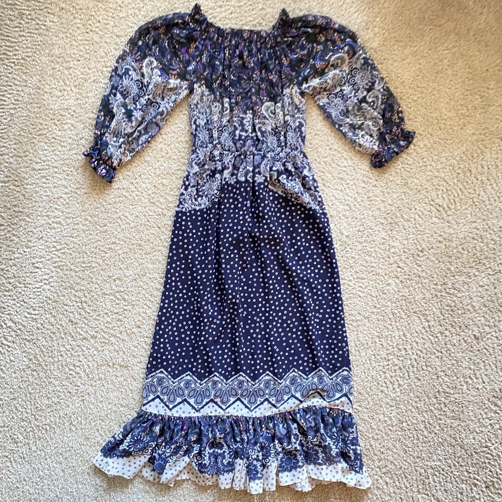 SALONI Off the Shoulder Silk Dress Sz 4 or Small - Picture 3 of 11